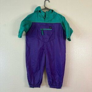 Vintage Patagonia Kids teal and Purple rain suit 3T